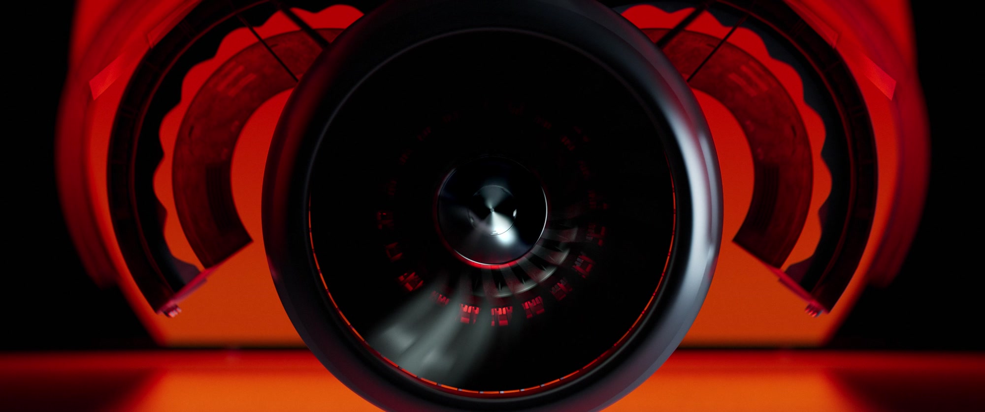 Jetstream: jet engine fan on red