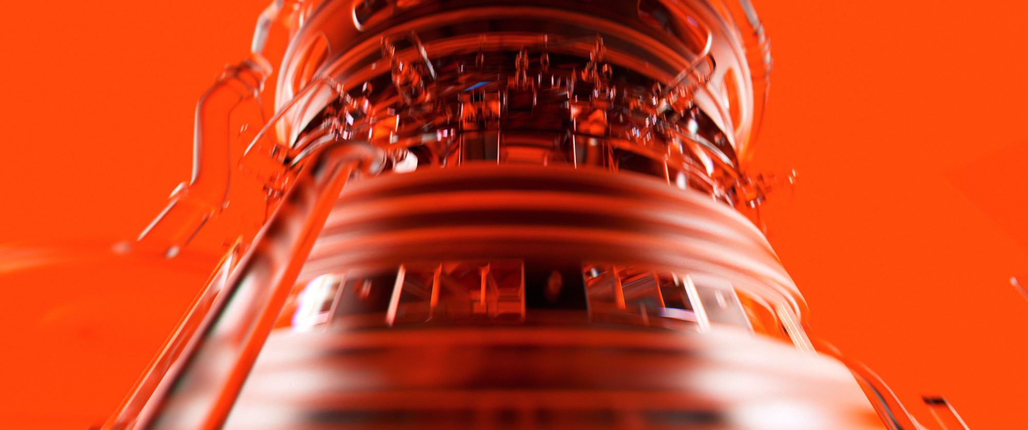 Engine casing in saturated orange light