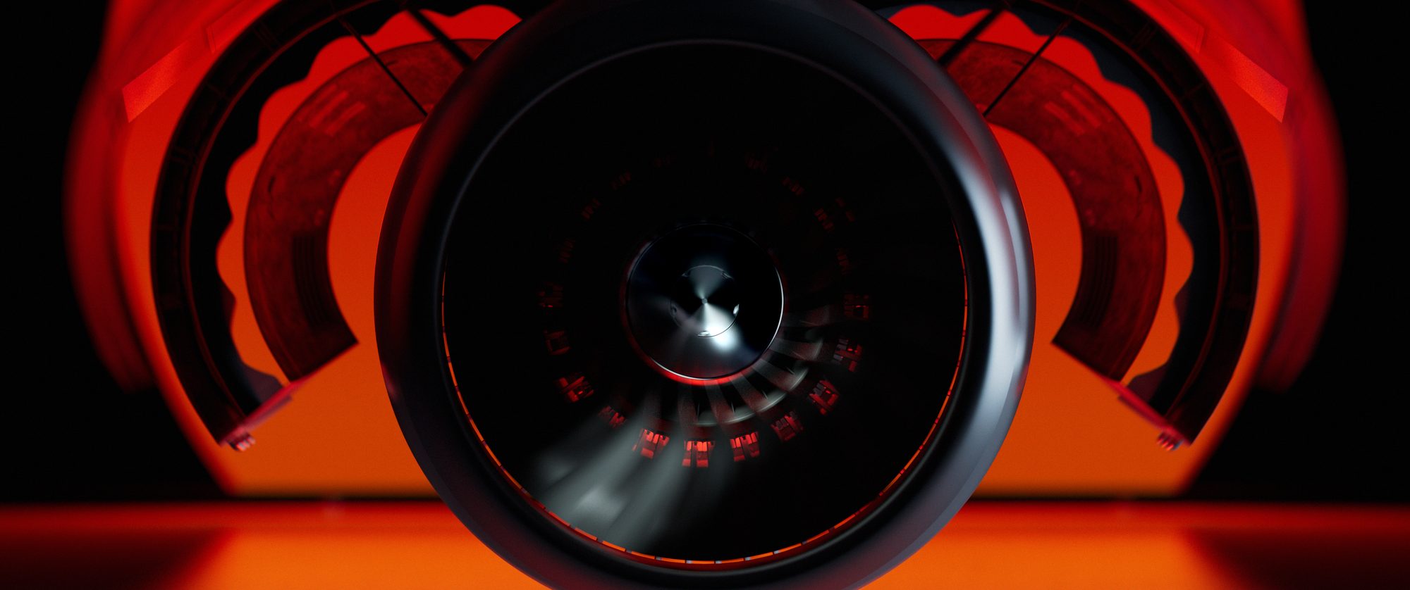Engine nacelle opening on red